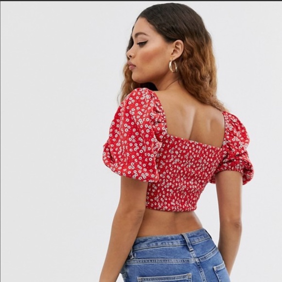 ASOS petite crop with red ditsy print - Picture 2 of 2
